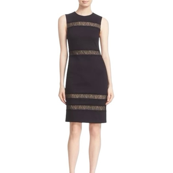 Alice + Olivia Kerrie Lace Panel Sleeveless Sheath Dress Black - Picture 1 of 11